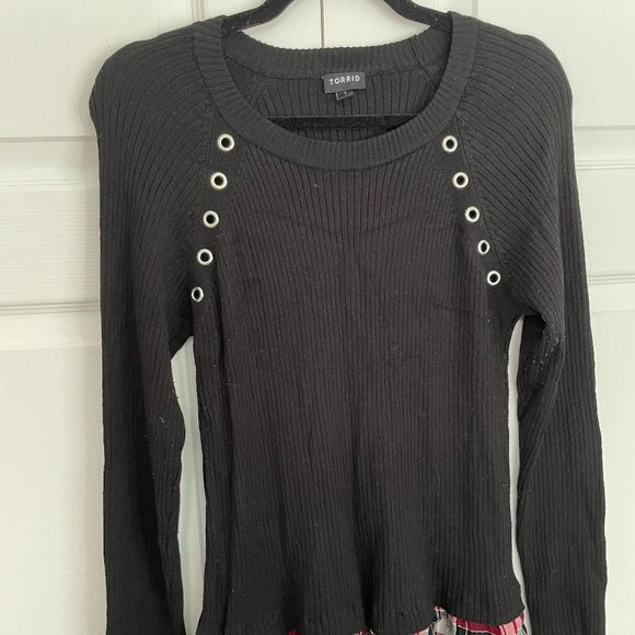 torrid Sweaters - Torrid Retro Sweater with Plaid bottom Detail